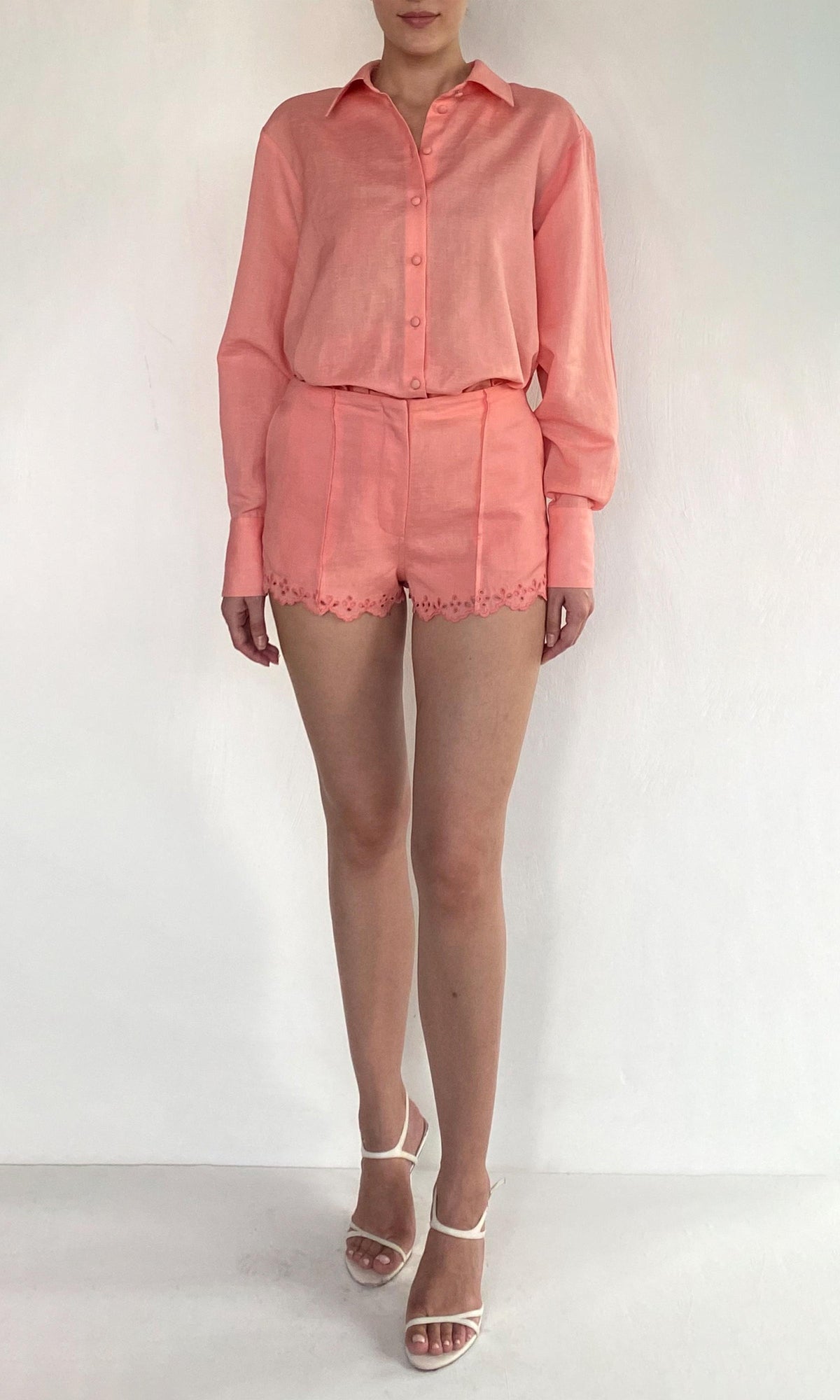 Womens | Bea Linen Cotton Shorts | Pink