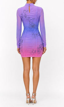 Womens | Blake Nylon Powermesh Short Dress | Pink/Powder Blue