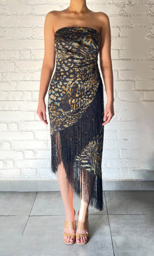 Womens | Capri Viscose Satin Midi Dress | Black Blue