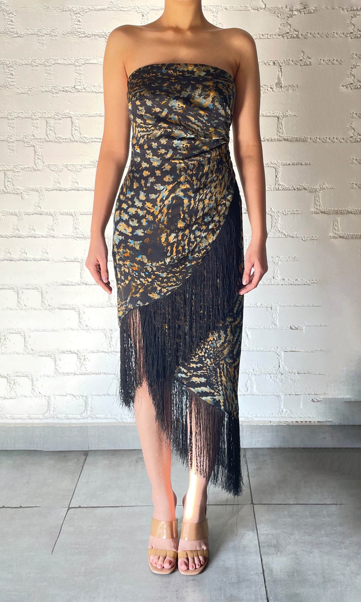 Womens | Capri Viscose Satin Midi Dress | Black Blue