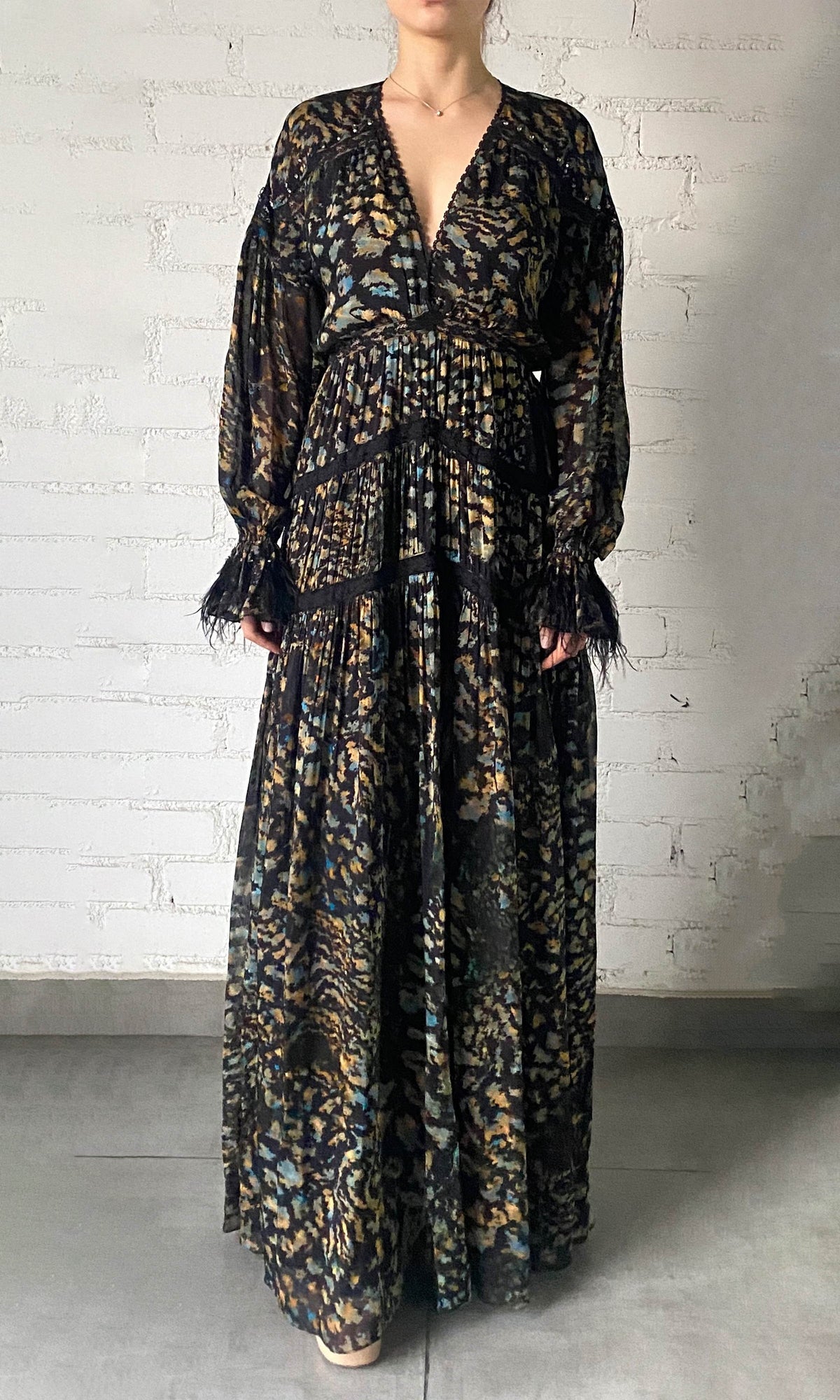 Womens | Capri Viscose Flat Chiffon Maxi Dress | Black Blue
