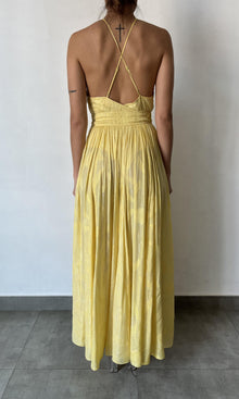 Rococo Sand | Cari Viscose Jacquard With Lurex Long Dress | Yellow