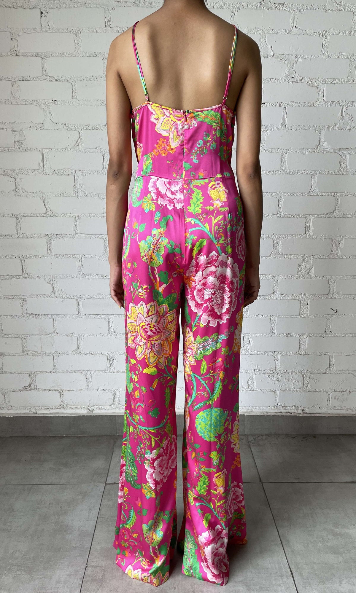 Womens | Chloe Charmeuse Silk Jumpsuit | Fuchsia Pink