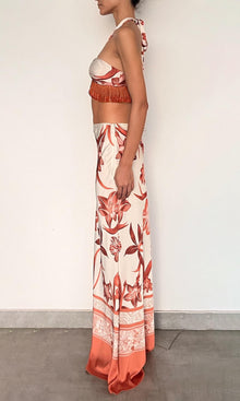 Rococo Sand | Ciro Polyester Satin Lycra Fringe Top | Beige Brown