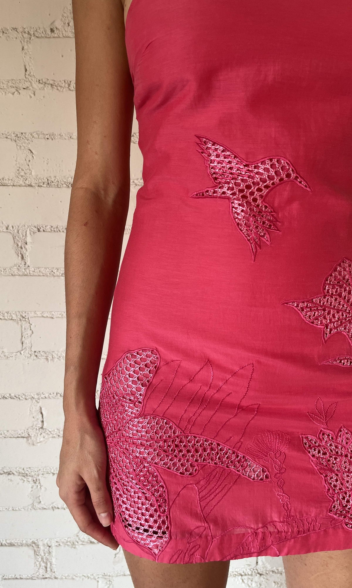 Womens | Cleo Cotton Silk Halter Strap Neck Short Dress | Pink