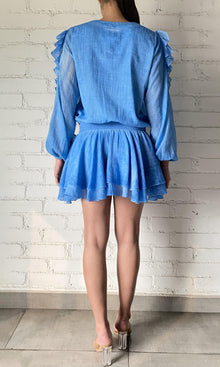Rococo Sand | Cole Cotton Gauze Short Dress | Blue Wash