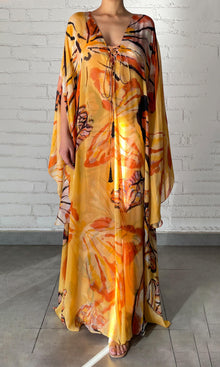 Womens | Cress Viscose Flat Chiffon Maxi Kaftan With Slip | Beige