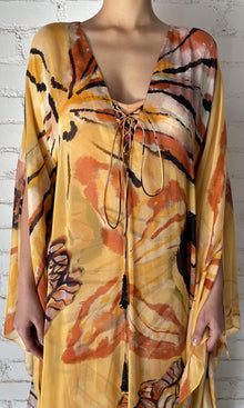 Womens | Cress Viscose Flat Chiffon Maxi Kaftan With Slip | Beige