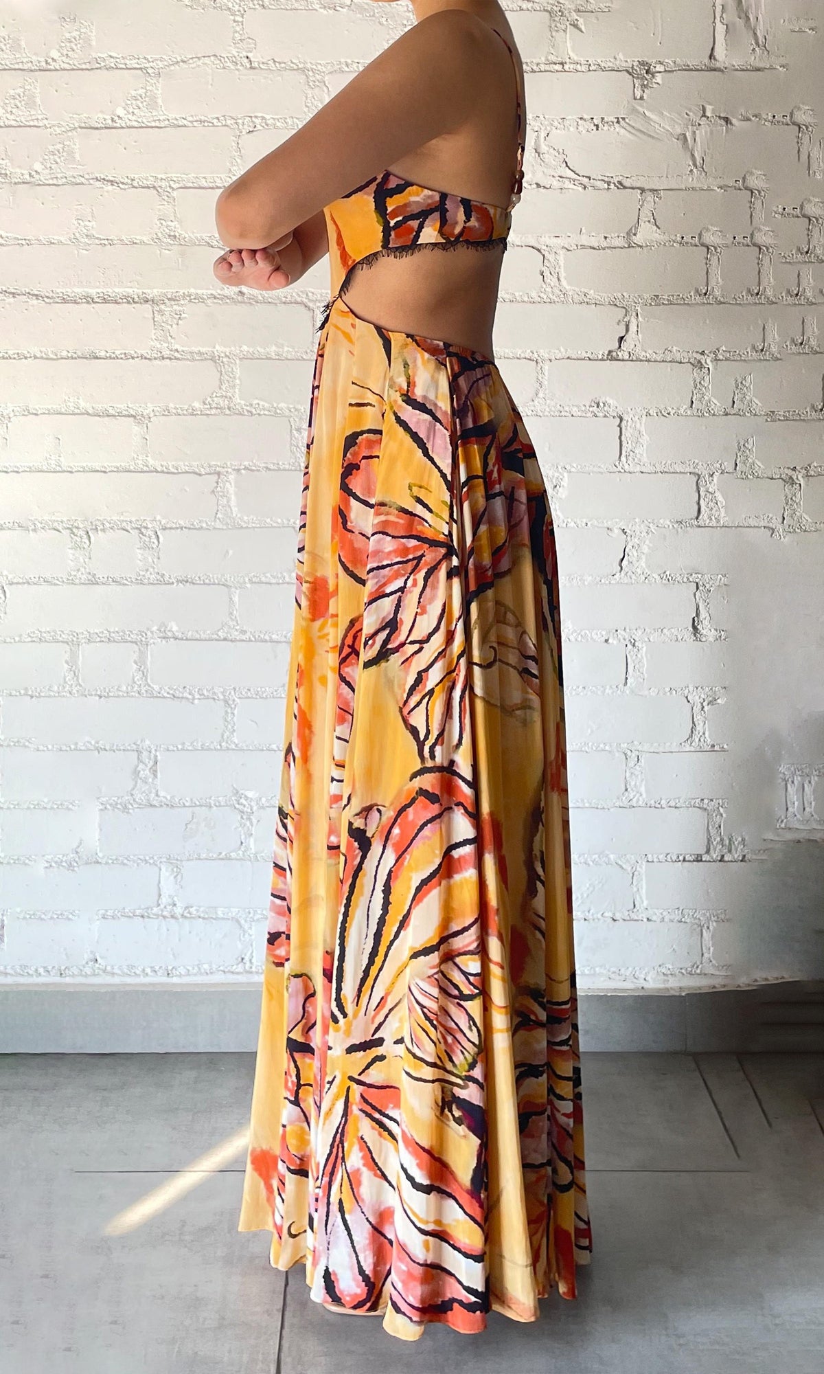 Rococo Sand | Cress Viscose Natural Crepe High Low Maxi Dress | Beige