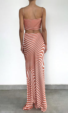 Womens | Czar Polyester Satin Lycra Maxi Skirt | Off-White Brown