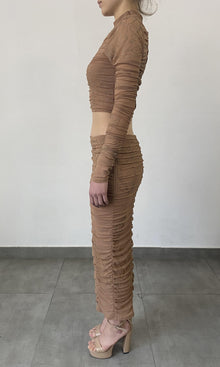 Womens | Dream Nylon-Power Mesh Midi Skirt | Nude