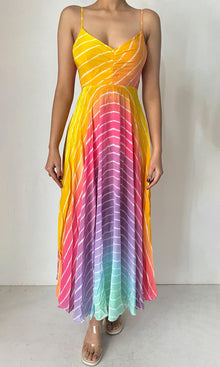 Rococo Sand | Evie Tanish Crepe Long Dress | Rainbow