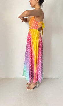 Rococo Sand | Evie Tanish Crepe Long Dress | Rainbow