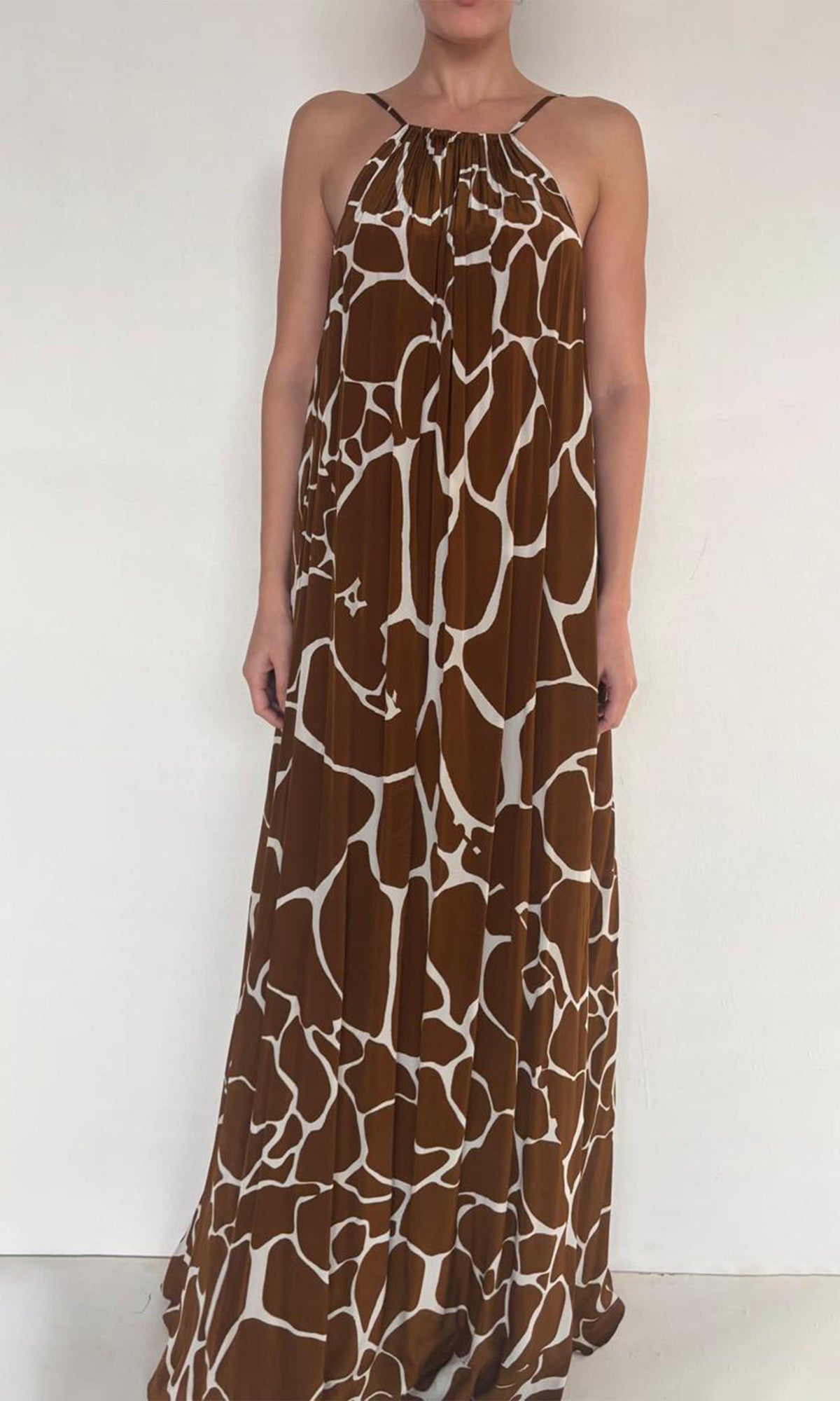 Rococo Sand | Fia Viscose Crepe Long Dress | Brown
