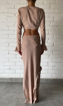 Rococo Sand | Gaia Viscose Cotton Georgtte Long Skirt | Nude