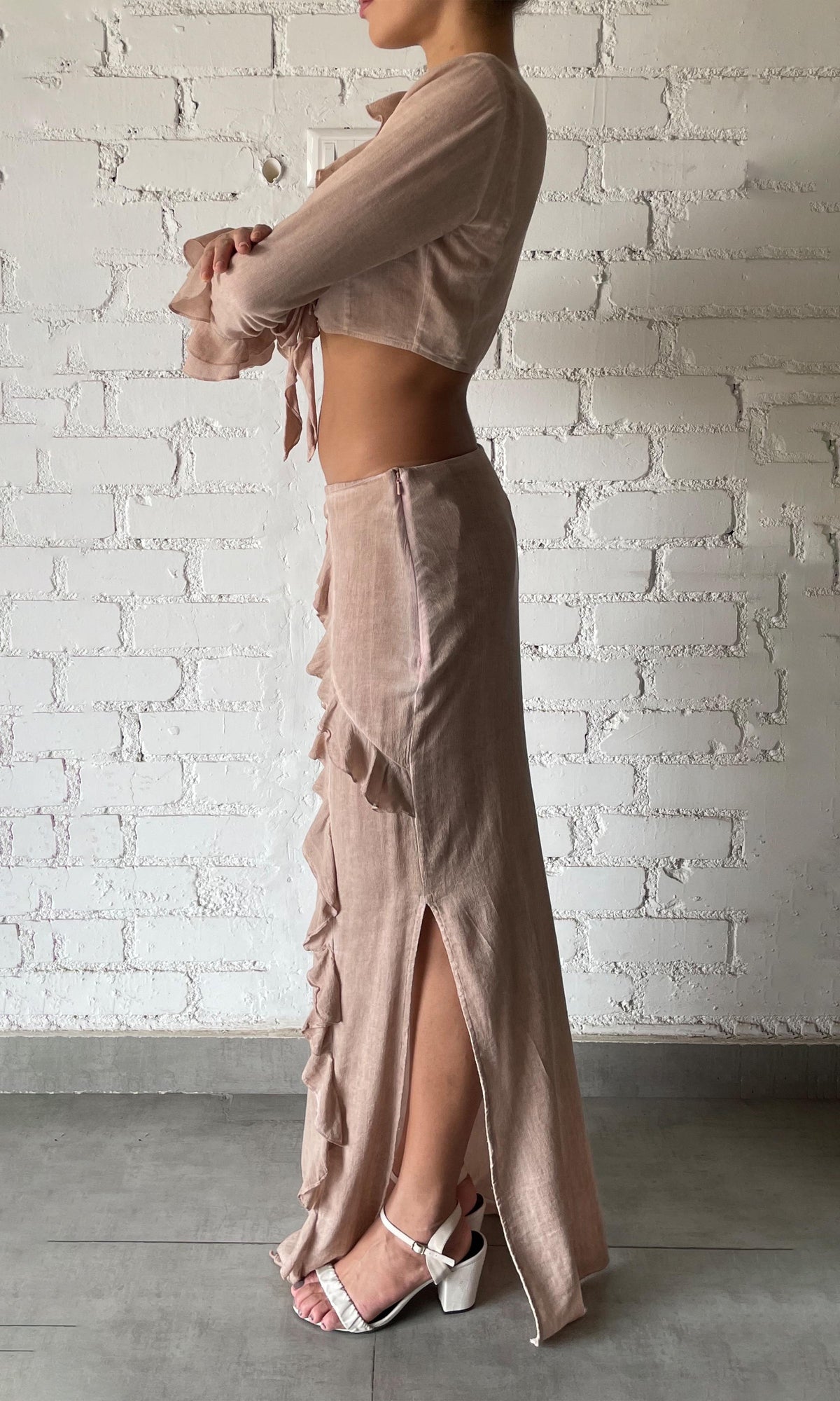 Womens | Gaia Viscose Cotton Georgtte Top | Nude