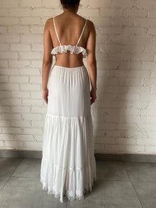 Rococo Sand | Chiffon Spaghetti Strap Long Dress | White