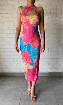 Rococo Sand | Inv Viscose/Satin Long Dress | Pink Print
