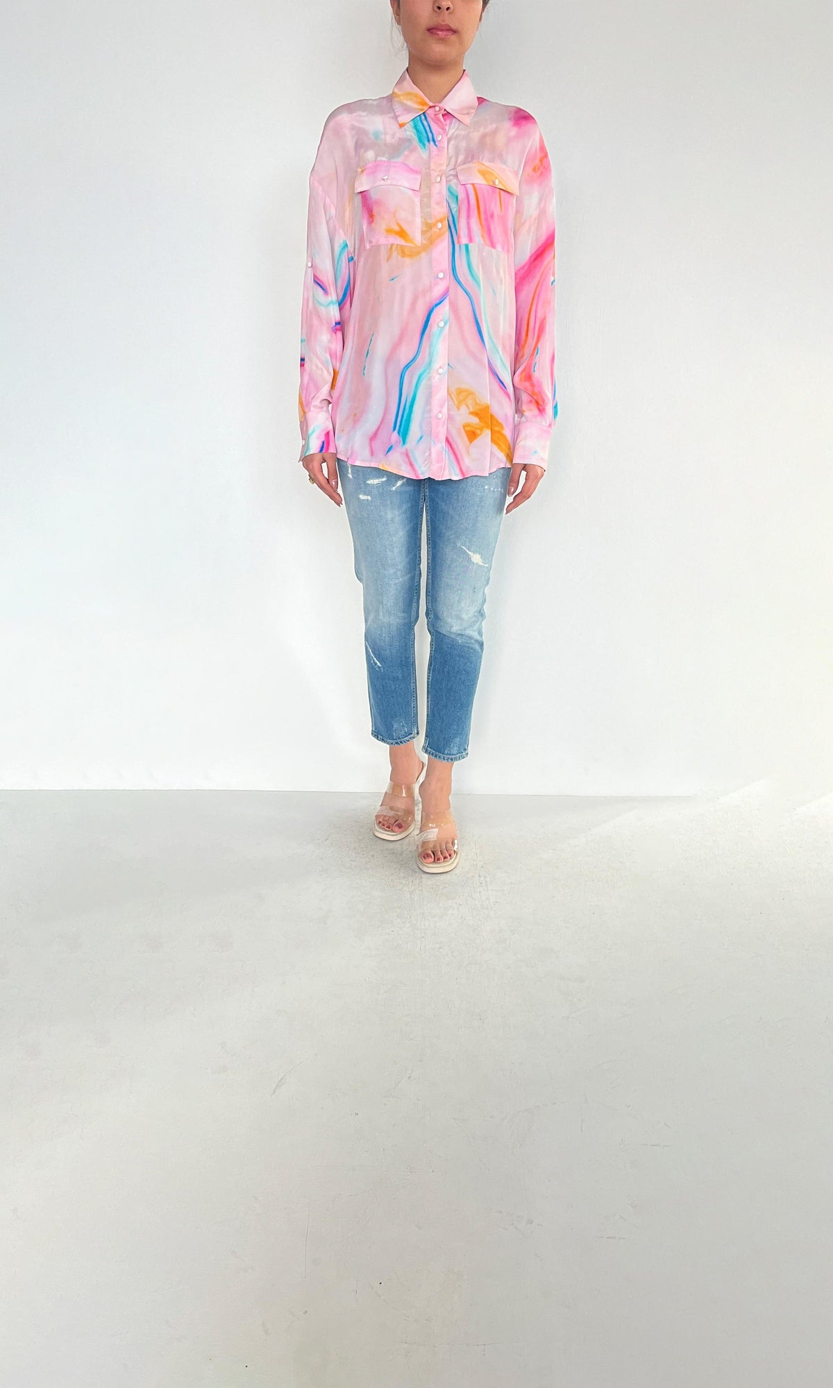 Womens | Inv Viscose Solid Crepe Megan Shirt | Pink