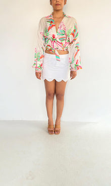 Womens | Inv Polyester Satin Top | White Multi