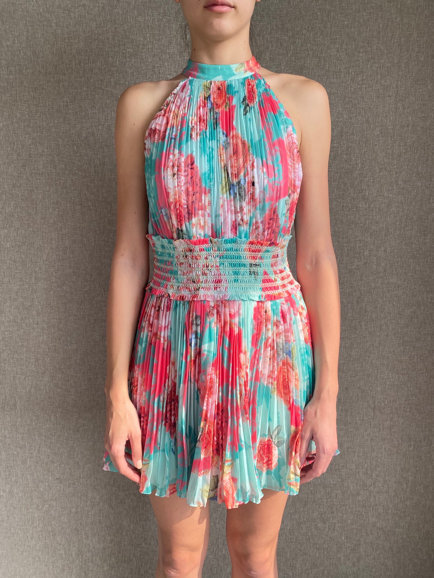 Rococo Sand | Ivy Short Halter-Neck Dress | Multicolor