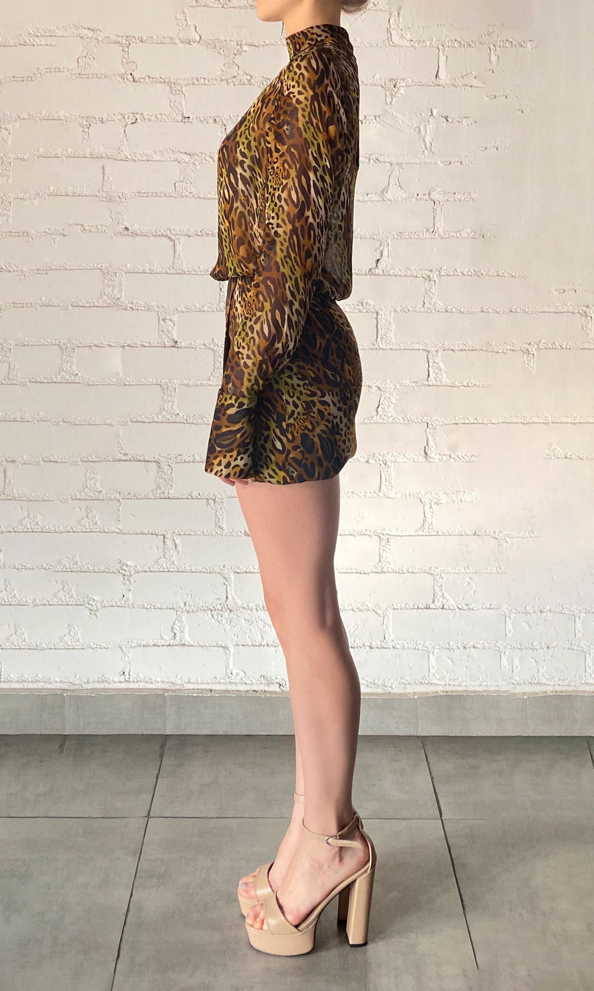 Womens | Kye Viscose Flat Chiffon Short Dress | Black Brown Multi