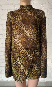 Womens | Kye Viscose Flat Chiffon Short Dress | Black Brown Multi