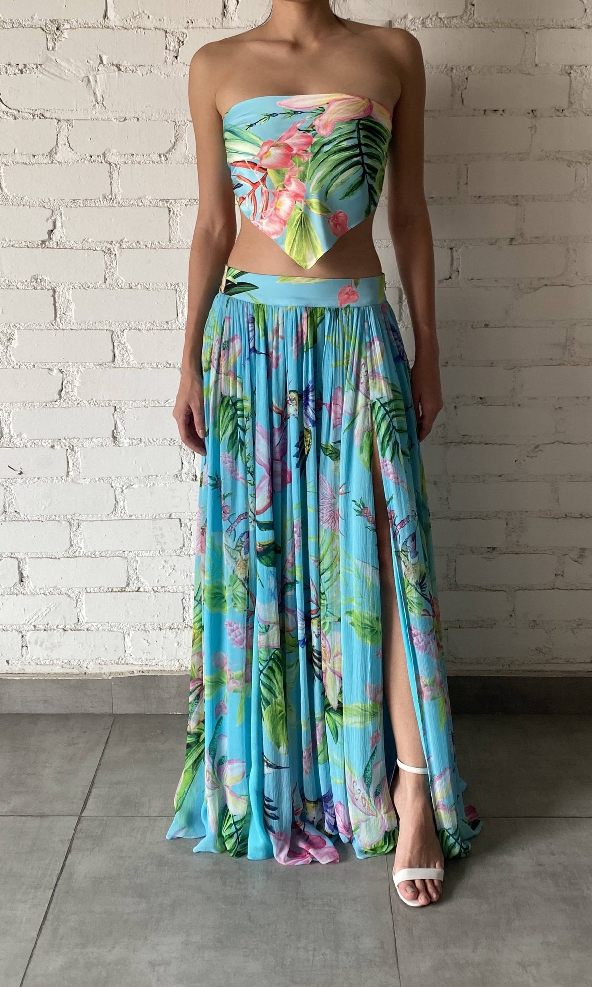 Womens | Loiss Viscose Chiffon Long Skirt | Turquoise