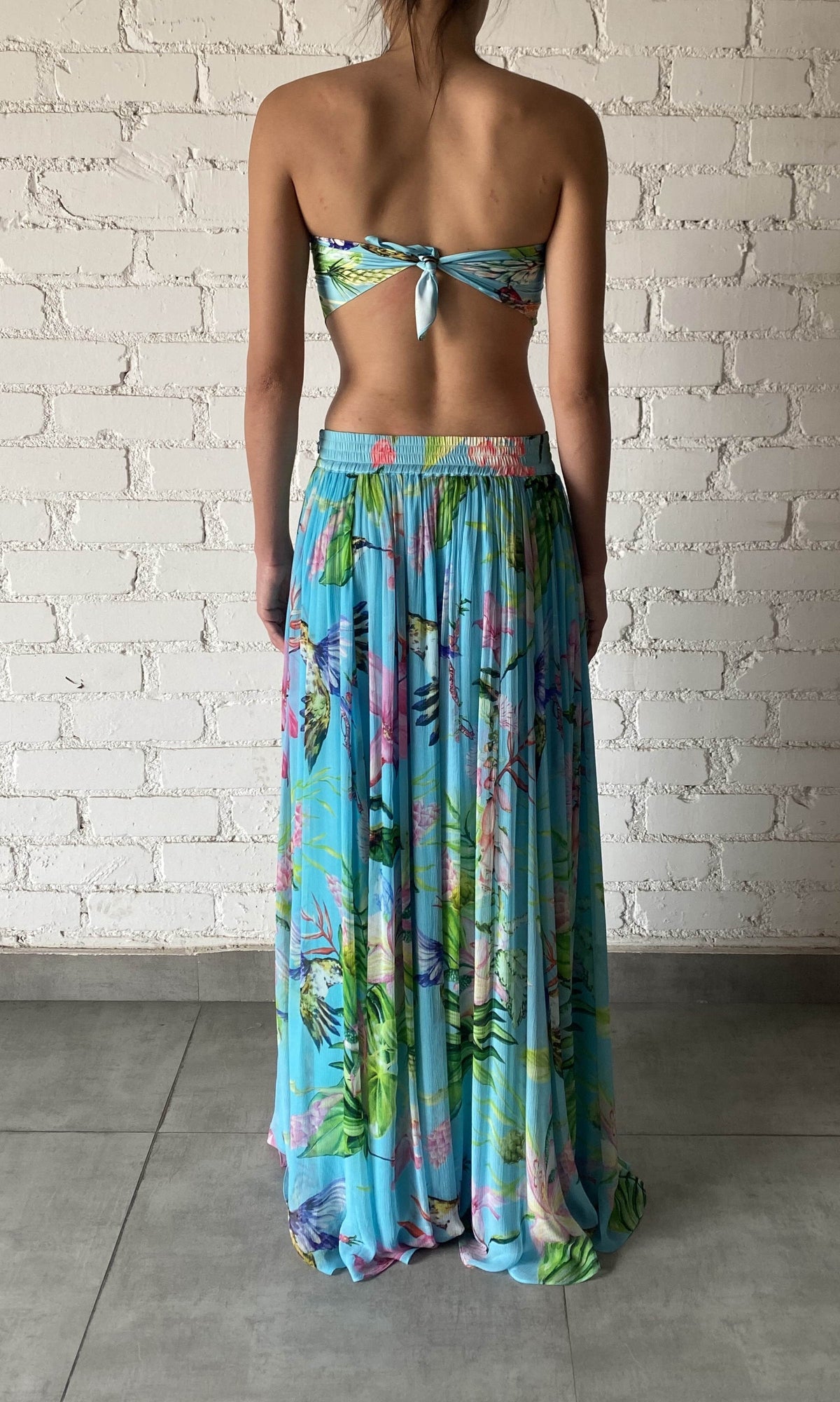 Womens | Loiss Viscose Chiffon Long Skirt | Turquoise