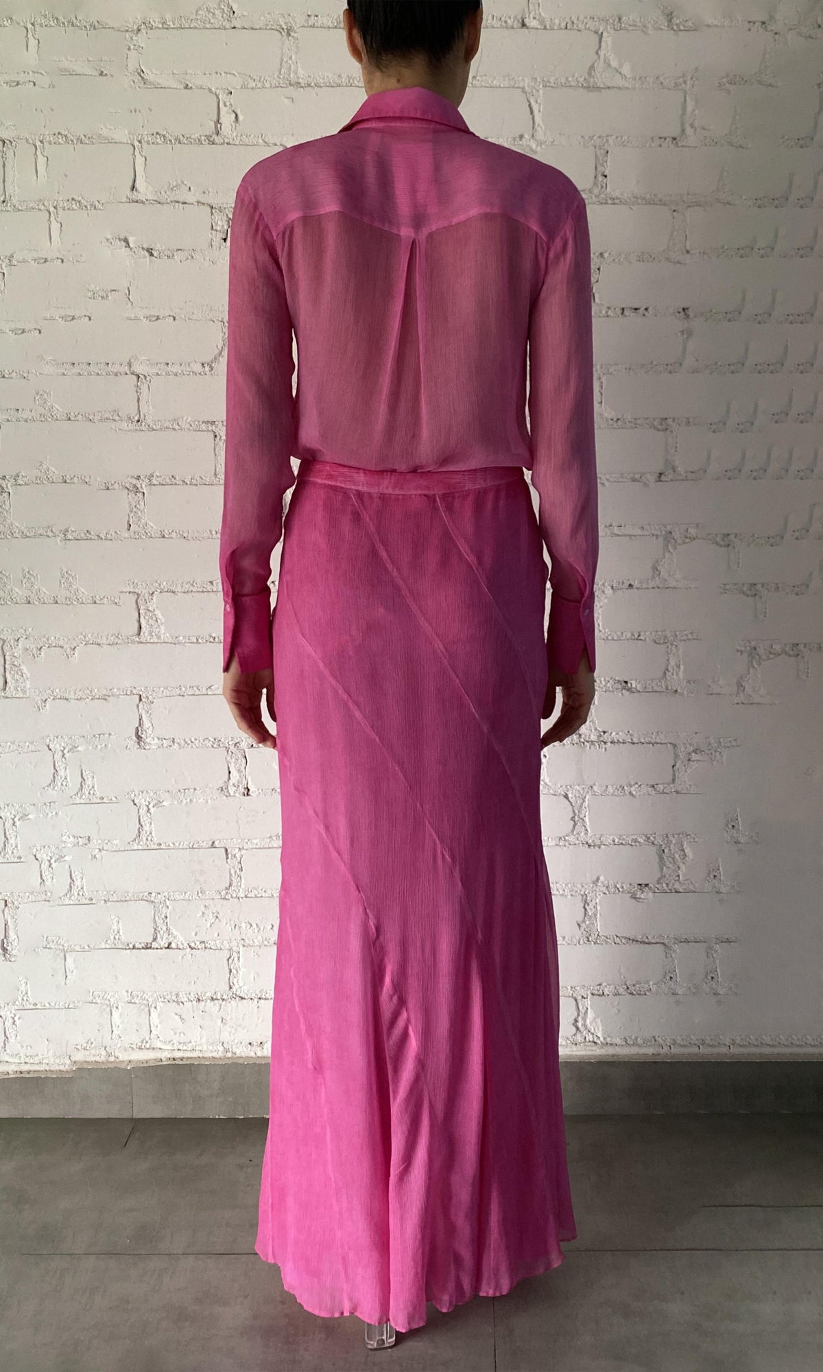 Rococo Sand | Moe Viscose Crinkle Chiffon Shirt With Slip | Pink Wash