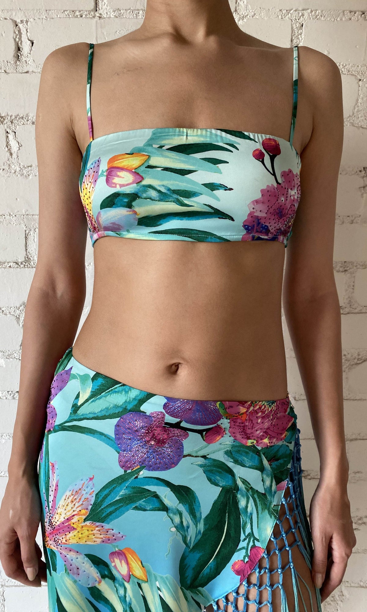 Womens | Ocean Polyster Satin Lycra Bandeau | Turquoise