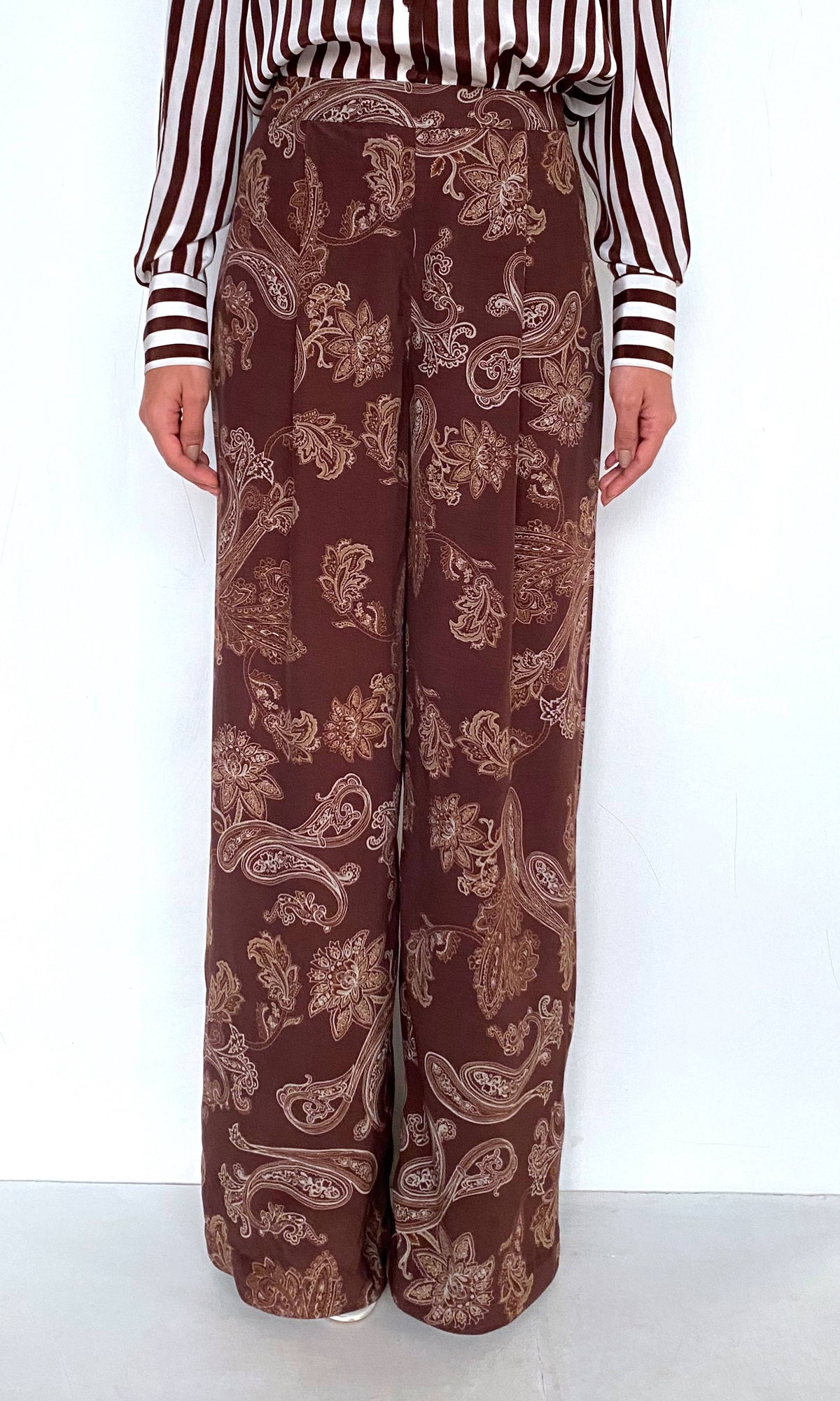 Womens | Orla Viscose Heavy Crepe Pants | Brown Beige