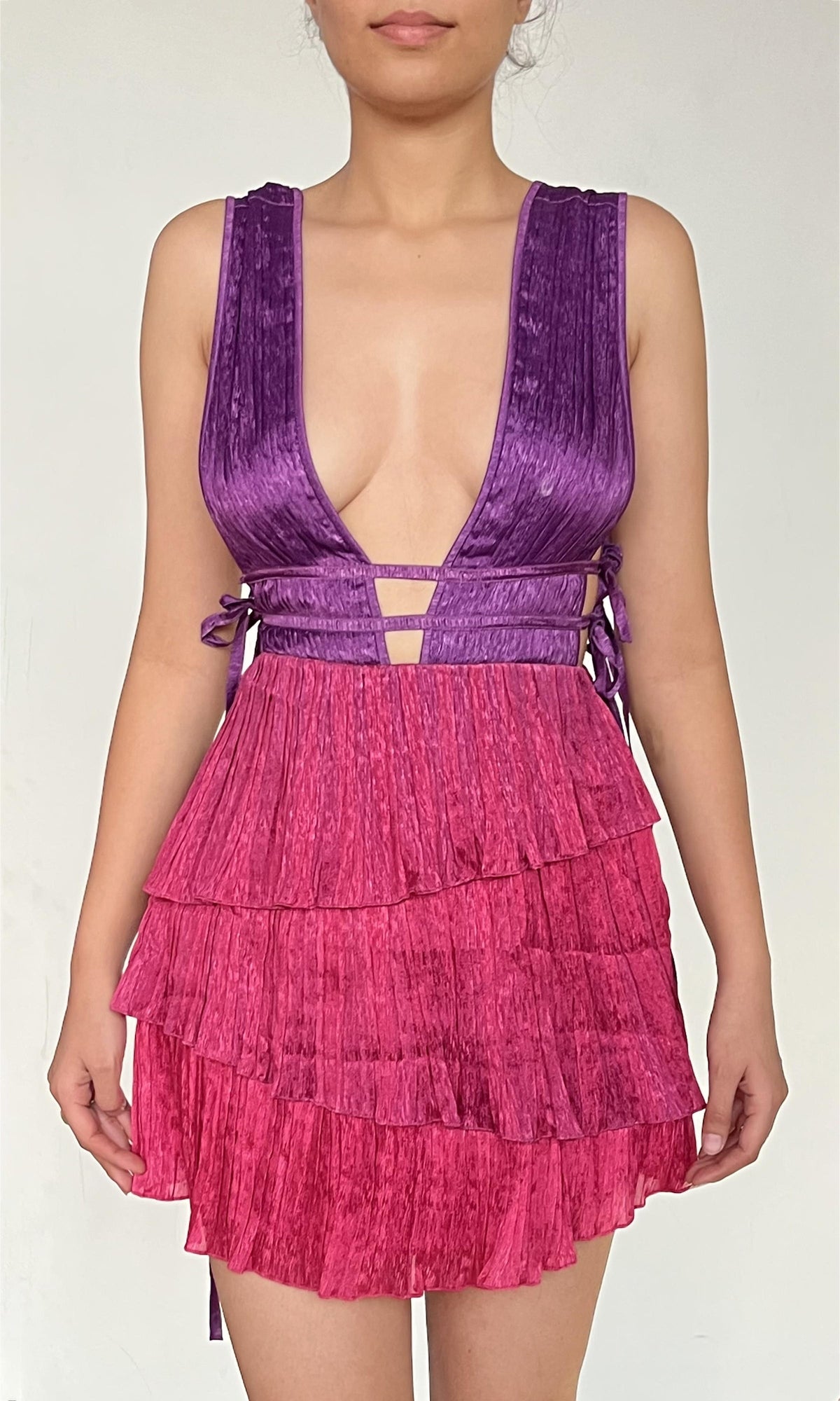 Womens | Paige Polyester Satin Short Dress | Pink Purple