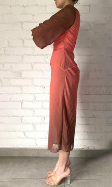 Rococo Sand | Rae Polyester Chiffon Long Dress | Orange Brown Ombre