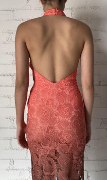 Womens | Rae Polyester Long Dress | Brown/Neon Pink