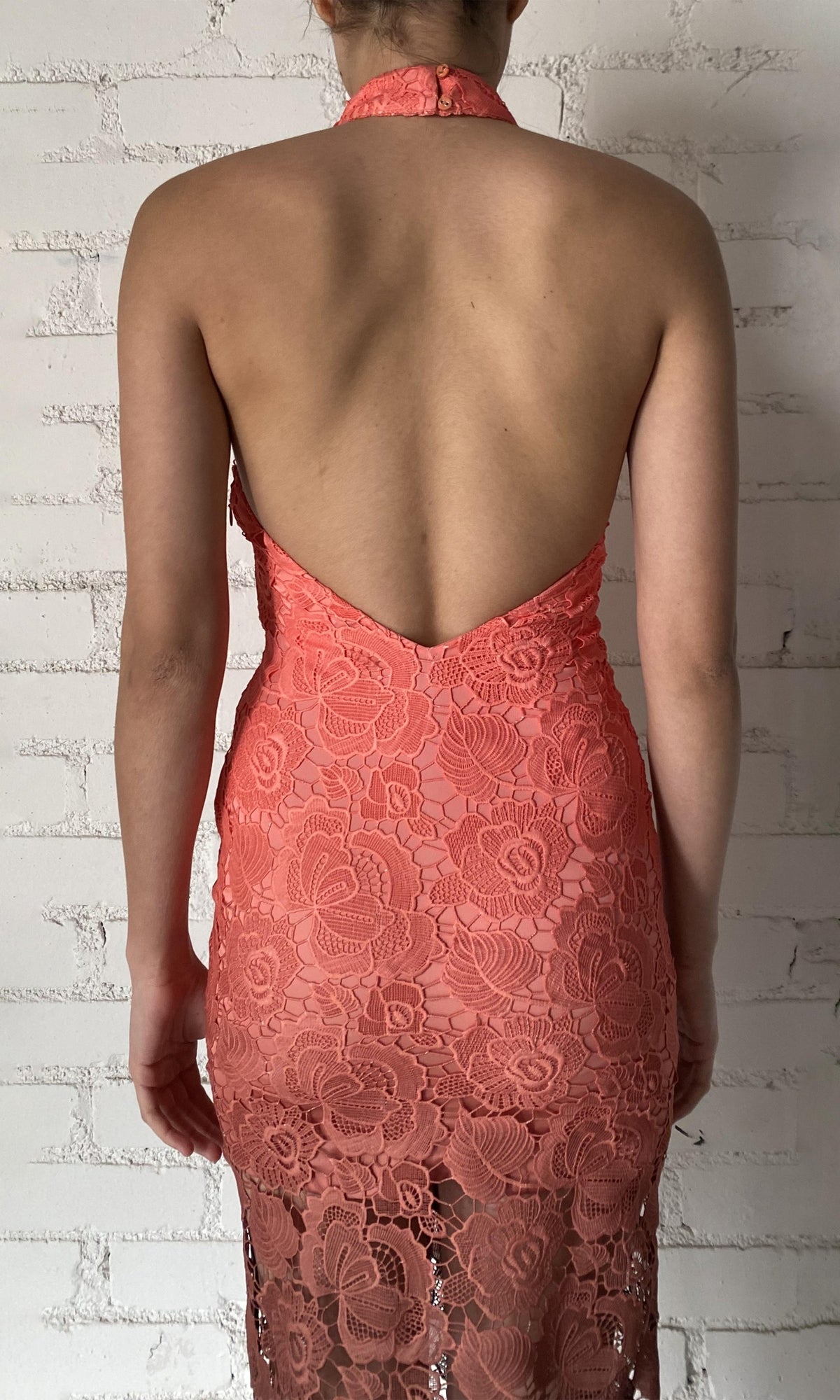 Womens | Rae Polyester Long Dress | Brown/Neon Pink
