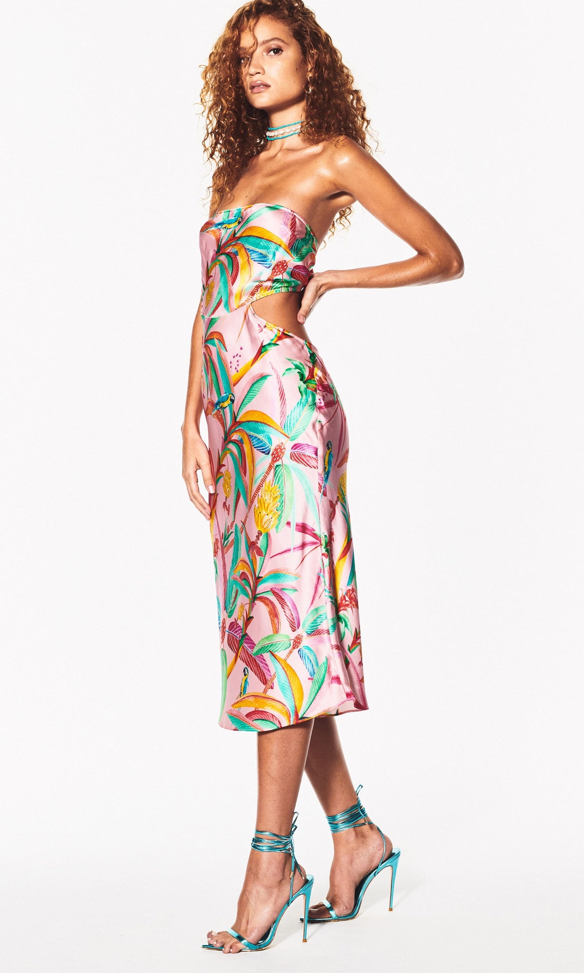 Womens | Rio Charmeuse Silk Short Dress | Pink Multi