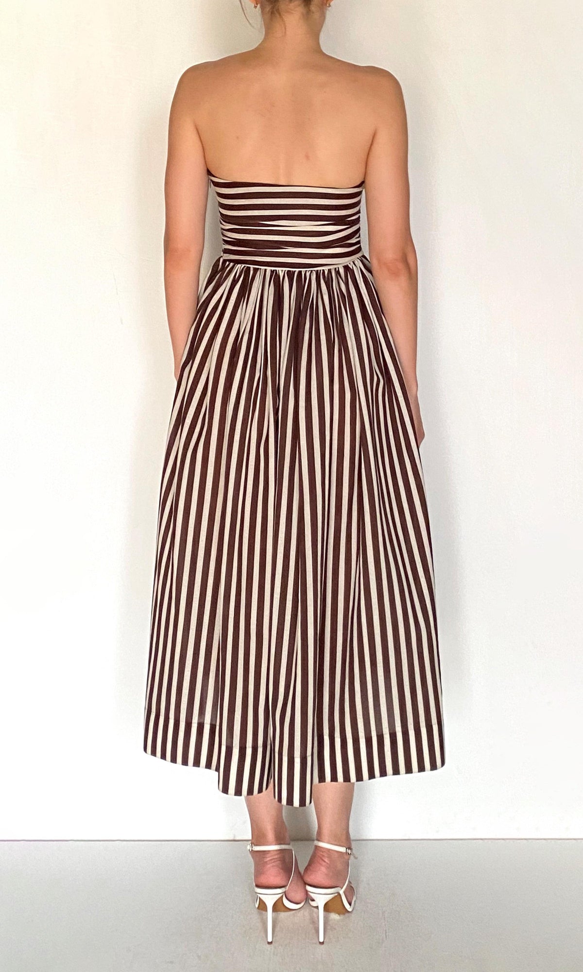 Womens | Riv Linen Cotton Ruched Bodice Midi Dress | Multi