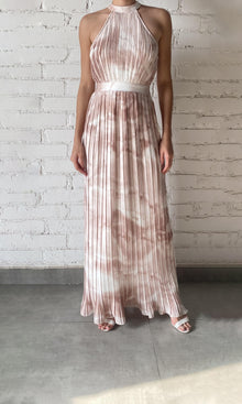 Womens | Ryan Polyester Chiffon Long Dress | Brown White