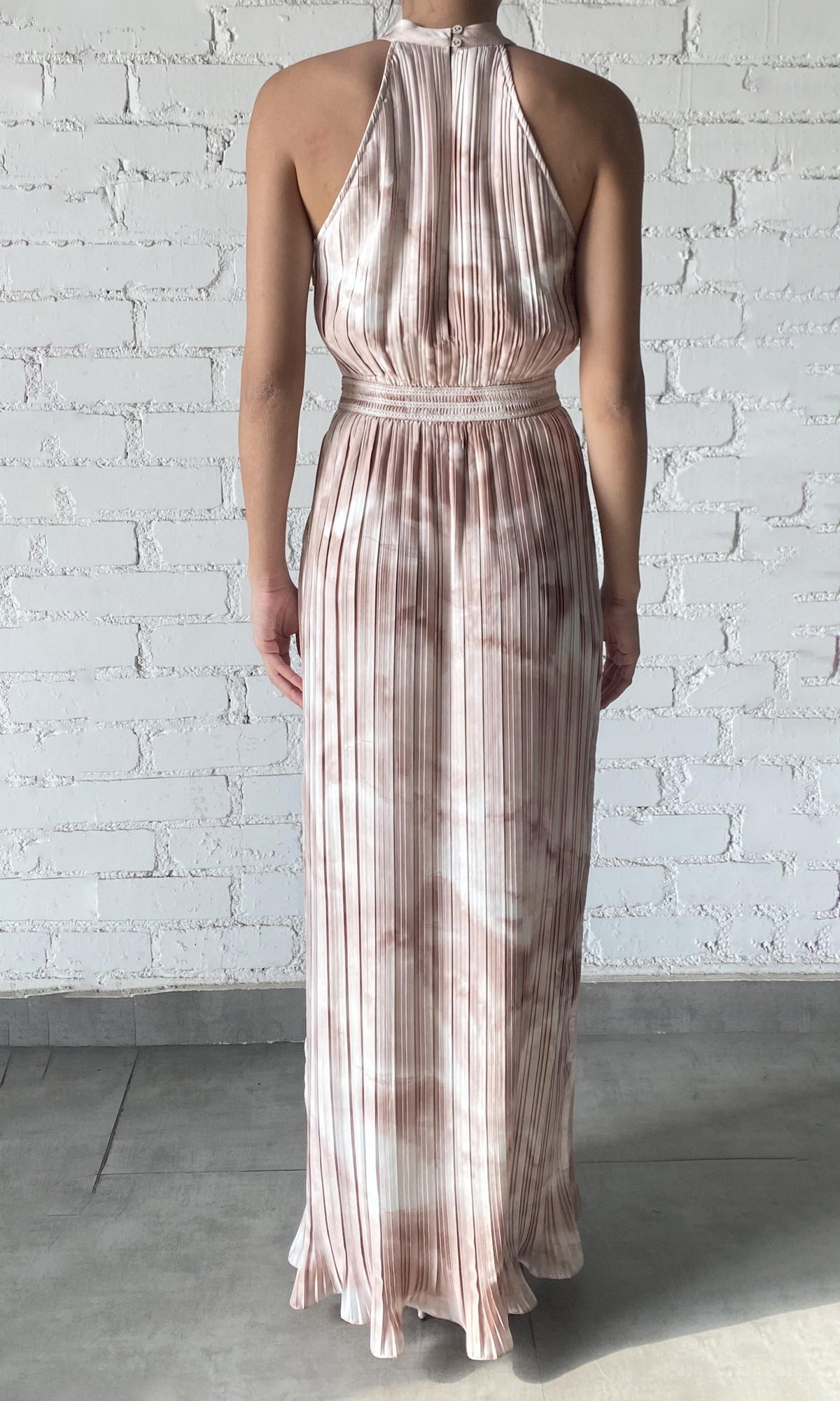 Womens | Ryan Polyester Chiffon Long Dress | Brown White
