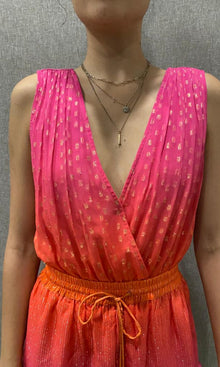 Womens | Skye Gold Dot Lurex Georgette Top | Pink