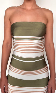 Womens | Taio Polyester Double Satin Strapless Midi Dress | Off-White Green