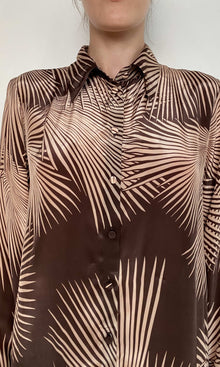Womens | Taro Natural Crepe Oversized Shirt | Brown