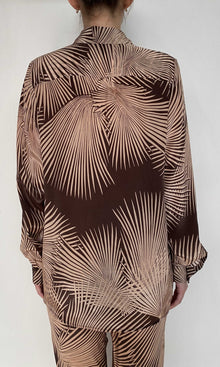 Womens | Taro Natural Crepe Oversized Shirt | Brown