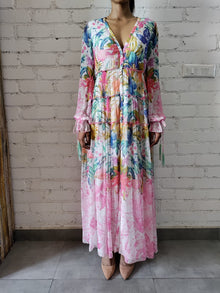 Rococo Sand | Zazu Long Dress | Blue Multi