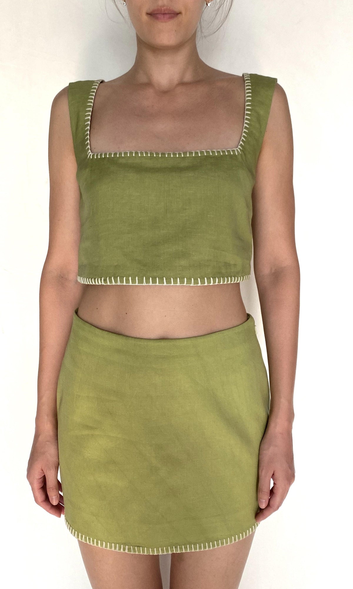 Womens | Zin Linen Cotton Mini Skirt | Green