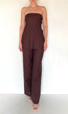 Womens | Zin Cotton Poplin Lycra Strapless Top | Brown