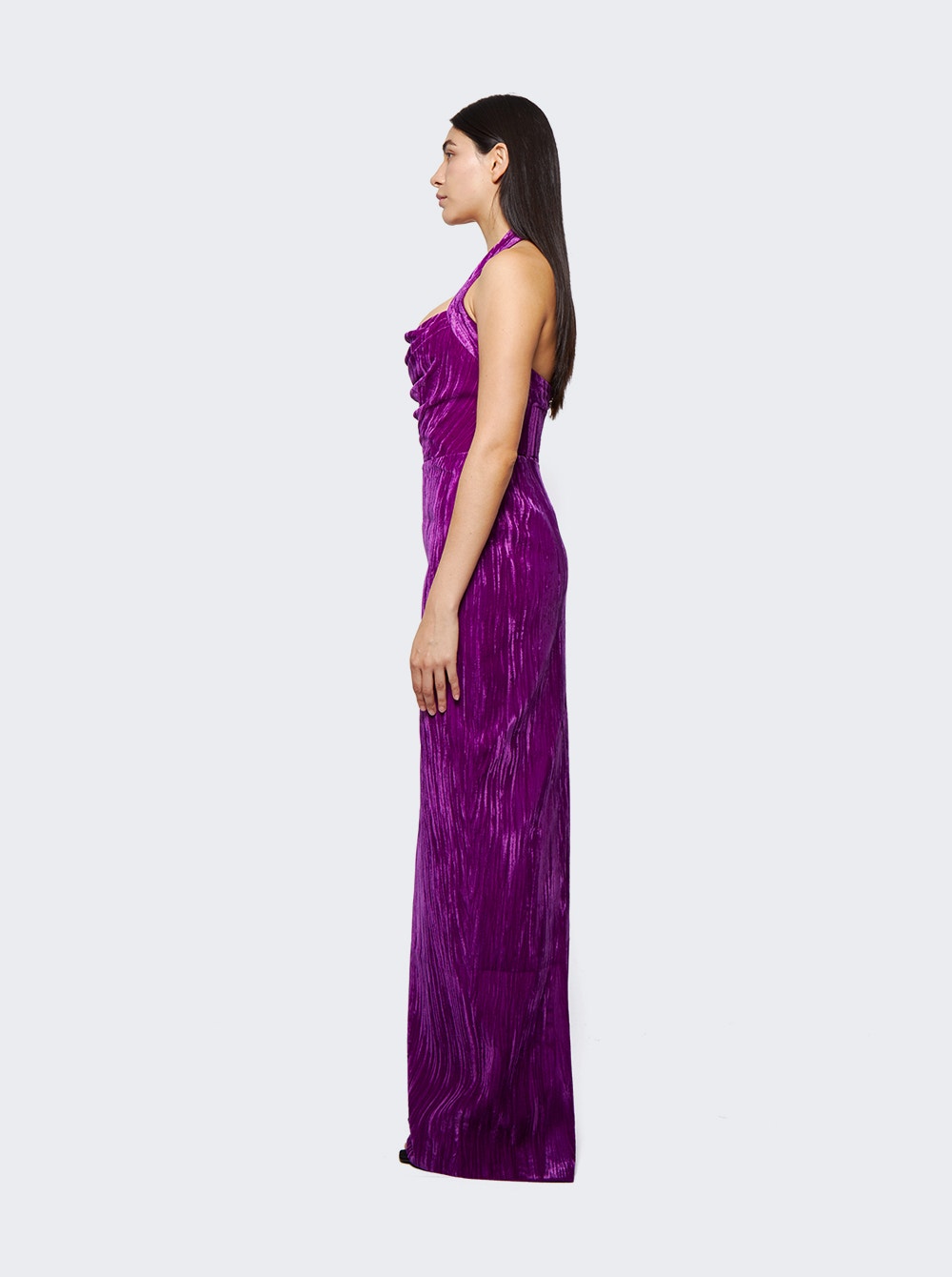 Women | RASARIO | Draped Velvet Maxi Dress | Purple