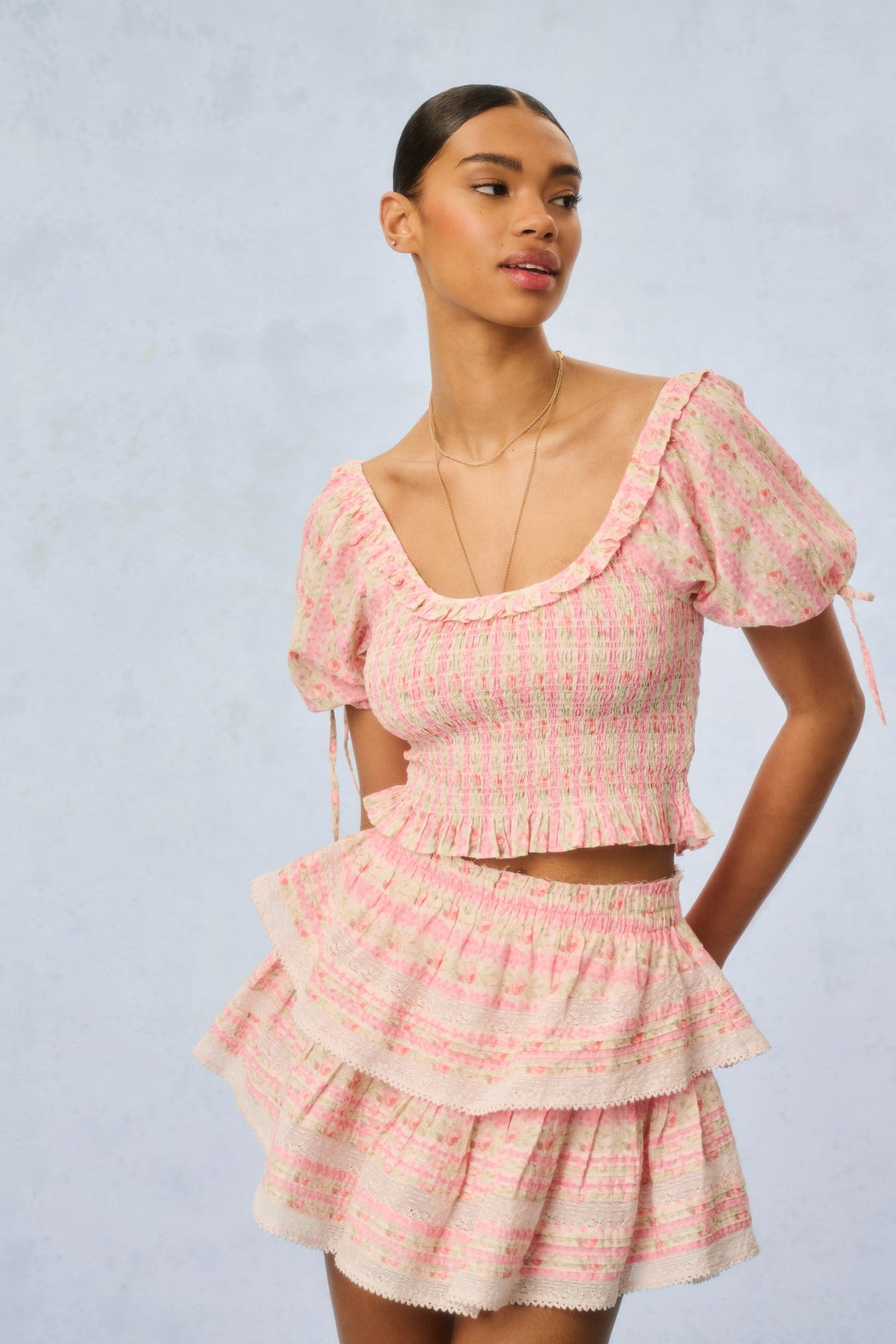 Ruffle Mini Heirloom Print Skirt | Macaroon