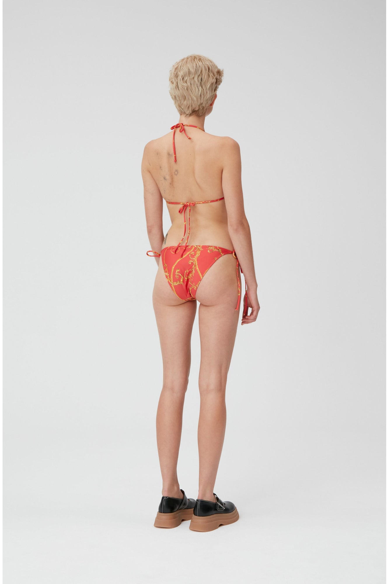 Recycled Printed String Bikini Briefs | High Risk Red